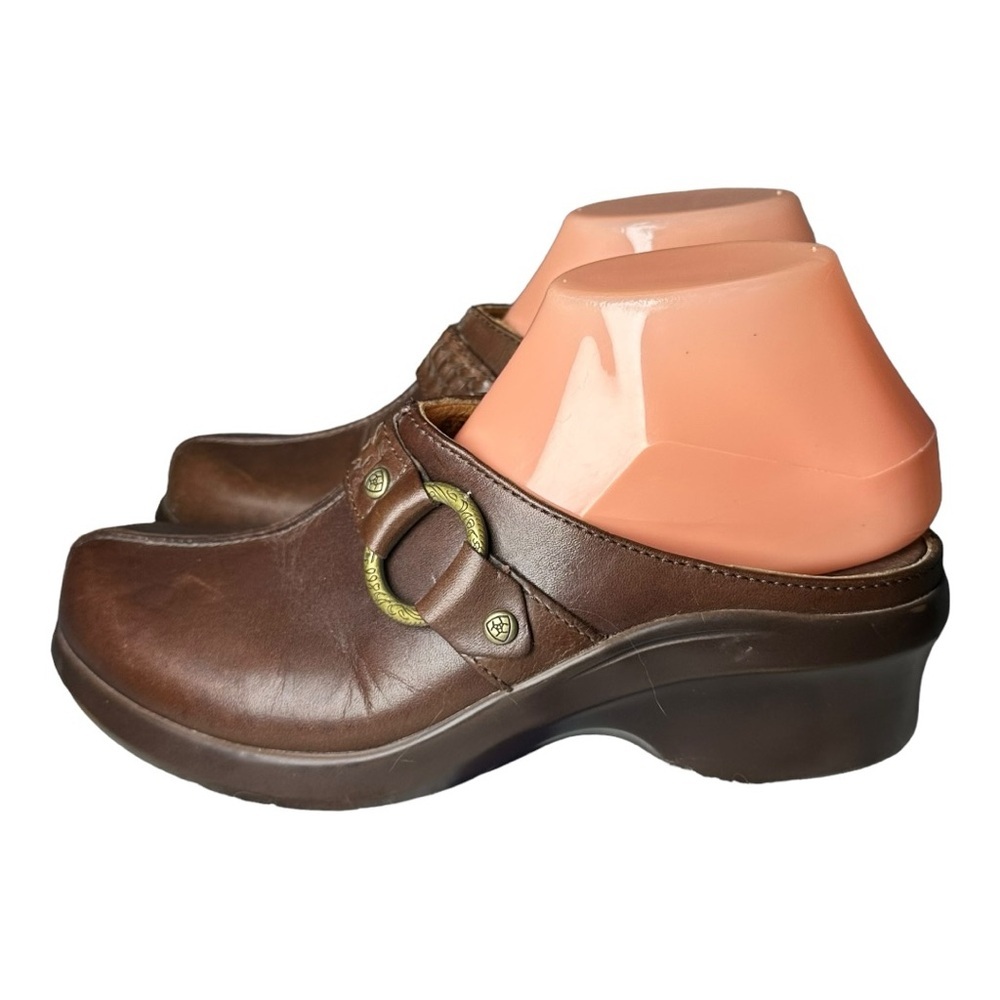 Ariat Shasta Leather Mules Brown Leather Clogs Size 7 - Picture 4 of 16